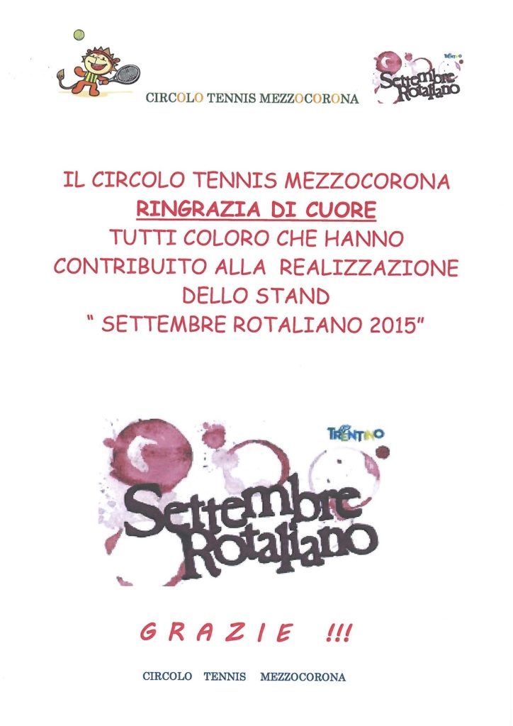 Ringraziamenti settembre Rotaliano 2015