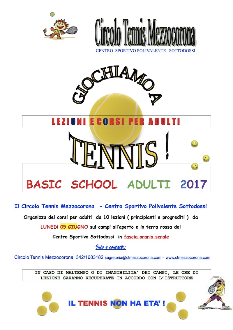corso tennis adulti